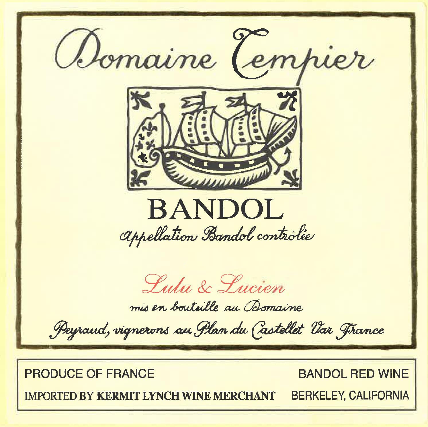 Domaine Tempier Bandol Rouge 'Lulu & Lucien' 2023 - 750ml