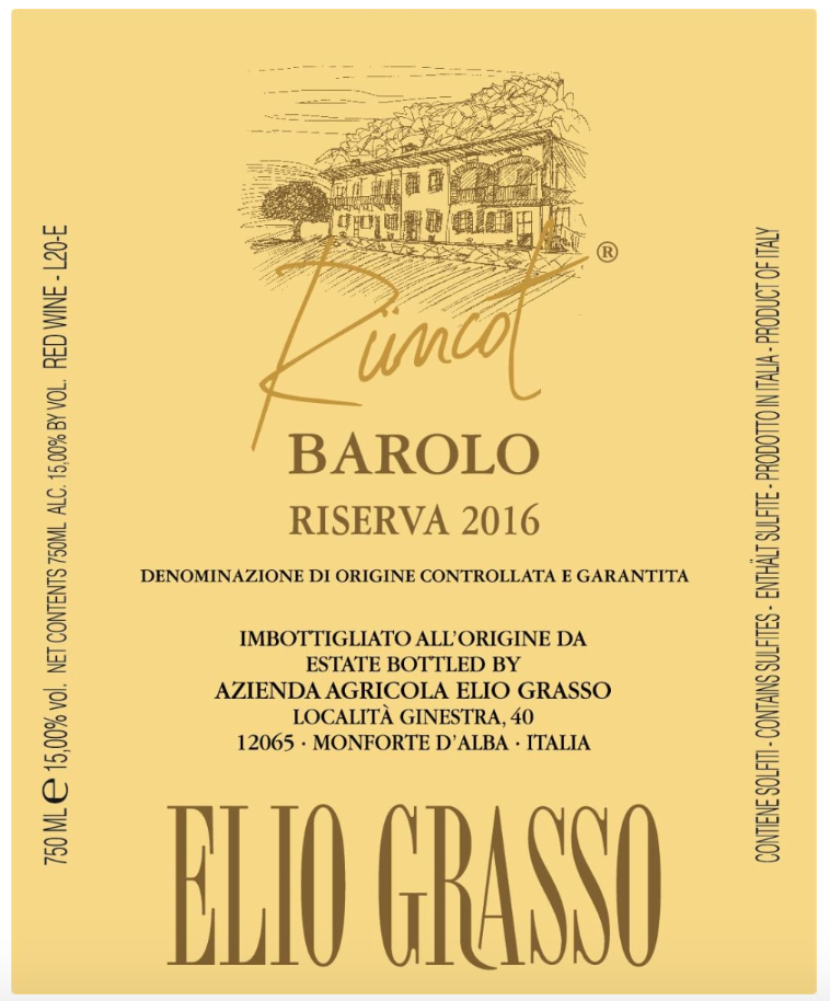 Elio Grasso Barolo Runcot Riserva 2016 - 750ml