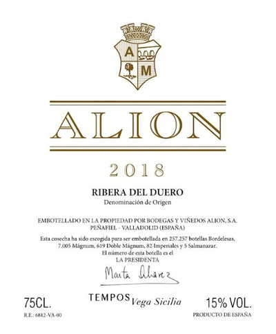 Bodegas y Vinedos Alion 2018 - 1.5L