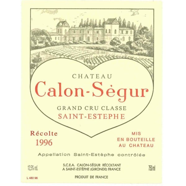 Chateau Calon Segur Saint Estephe 1996 - 750ml