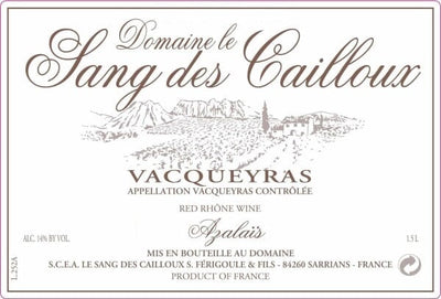 Domaine le Sang des Cailloux Azalais Vacqueyras 2021 - 750ml