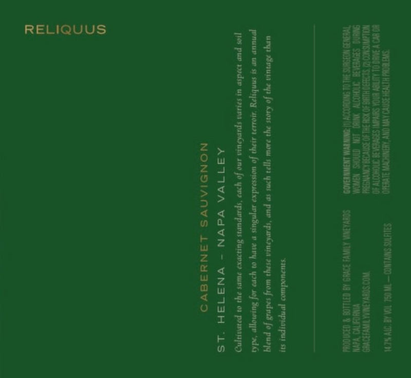 Grace Family Reliquus Cabernet Sauvignon 2019 - 750ml