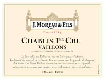 J. Moreau et Fils Chablis Vaillons Premier Cru 2019 - 750ml