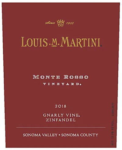 Louis Martini Monte Rosso Vineyard Gnarly Vine Zinfandel 2018 - 750ml