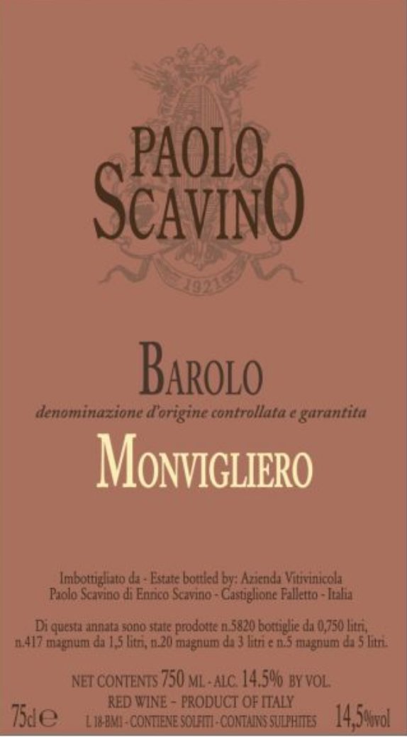 Paolo Scavino Barolo Monvigliero 2020 - 750ml