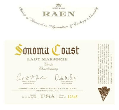 Raen Sonoma Coast Lady Marjorie Chardonnay 2022 - 750ml