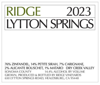 Ridge Lytton Springs Zinfandel 2023 - 375ml