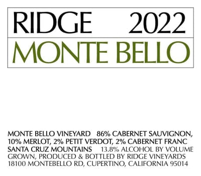 Ridge Monte Bello 2022 - 750ml