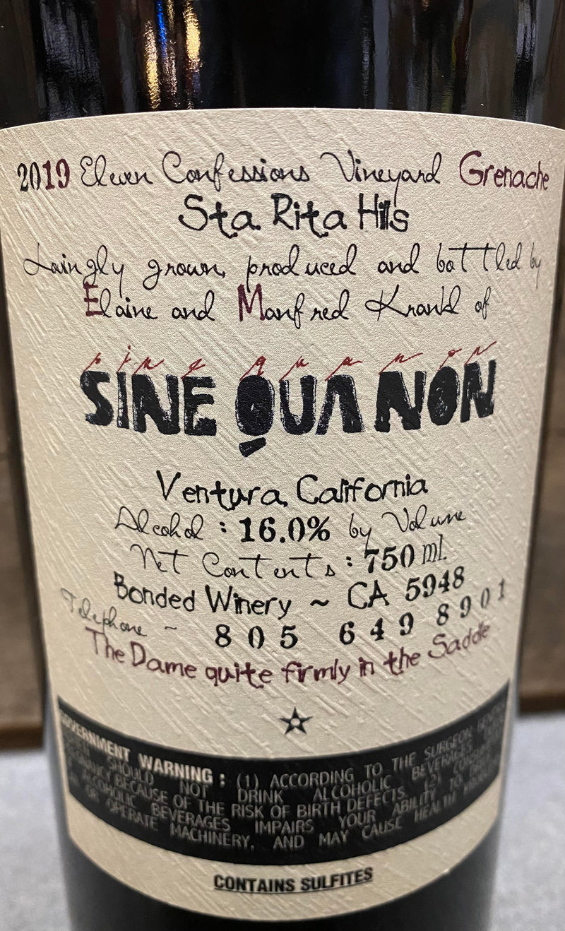 Sine Qua Non Eleven Confessions Grenache 2019 - 750ml