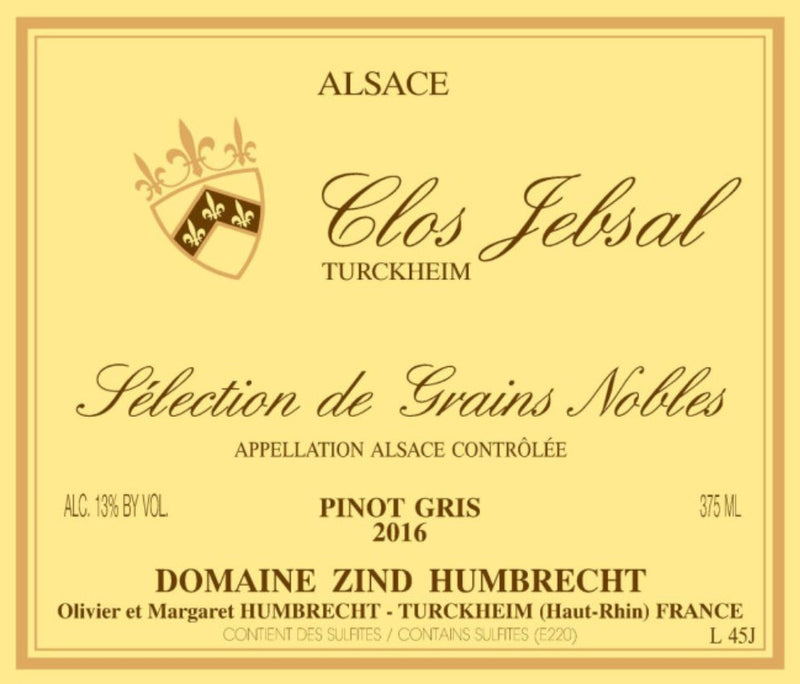 Zind-Humbrecht Pinot Gris Clos Jebsal - Sélection de Grains Nobles 2016 - 375ml