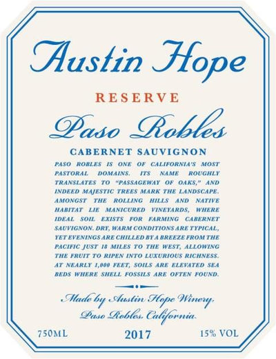 Austin Hope Reserve Cabernet Sauvignon 2017 - 750ml