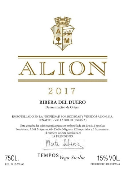 Bodegas y Vinedos Alion 2017 - 750ml