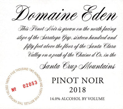 Domaine Eden Pinot Noir 2018 - 750ml