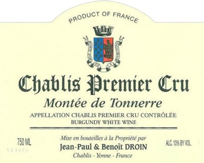Jean-Paul & Benoit Droin 1er Cru Chablis 'Montée de Tonnerre' 2018 - 750ml