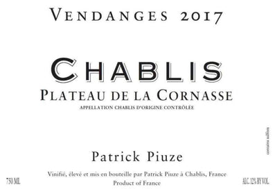 Patrick Piuze Chablis Plateau de la Cornasse 2017 - 750ml