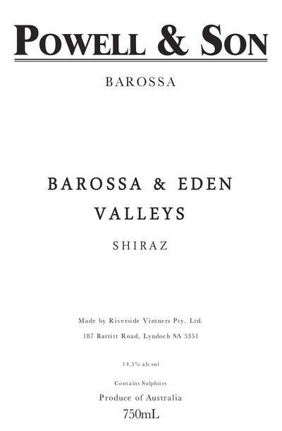 Powell & Son Barossa & Eden Valleys Shiraz 2018 - 750ml
