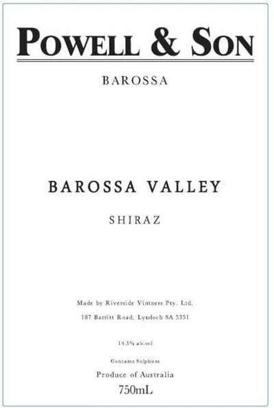 Powell & Son Shiraz Barossa Valley 2018 -750ml