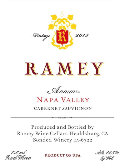 Ramey 'Annum' Cabernet Sauvignon Napa 2015 - 750ml