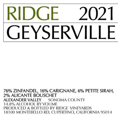 Ridge Geyserville Red Blend 2021 - 750ml