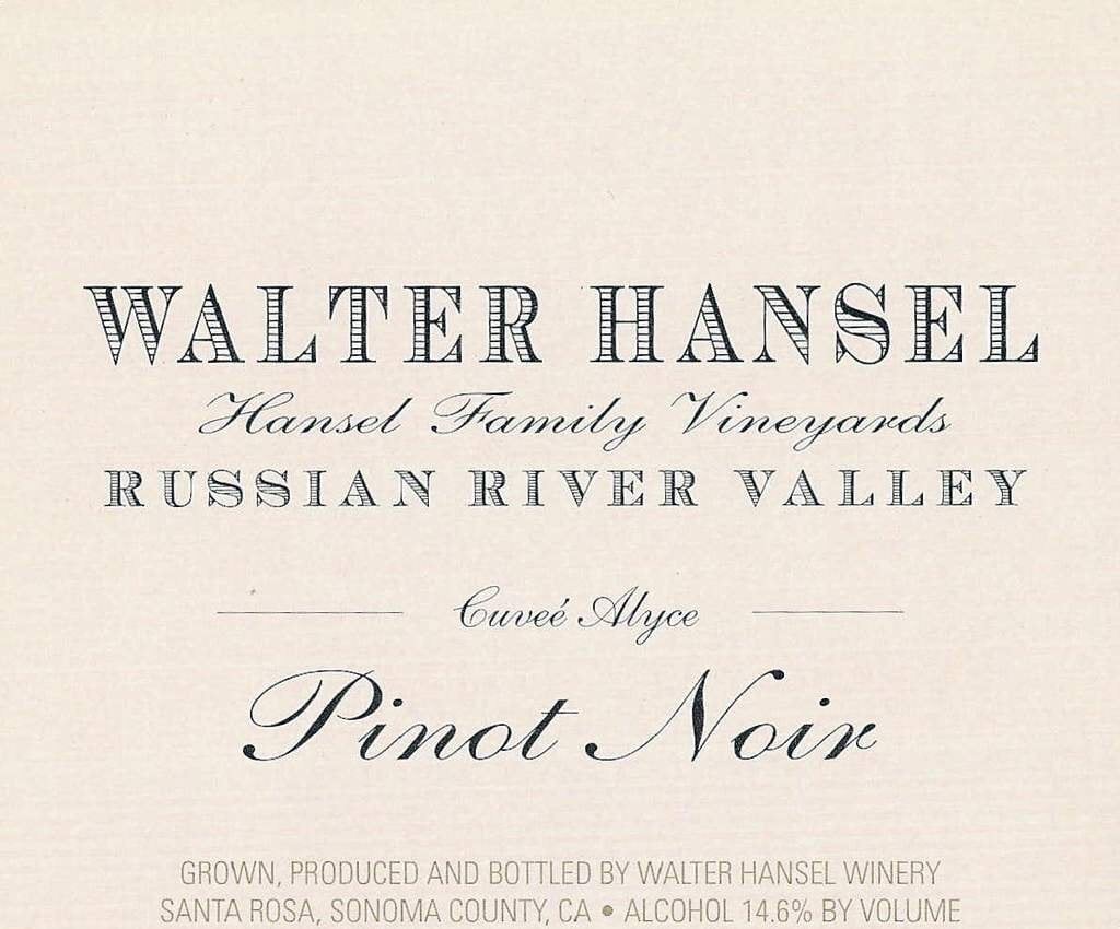Walter Hansel Cuvee Alyce Pinot Noir 2017 - 750ml